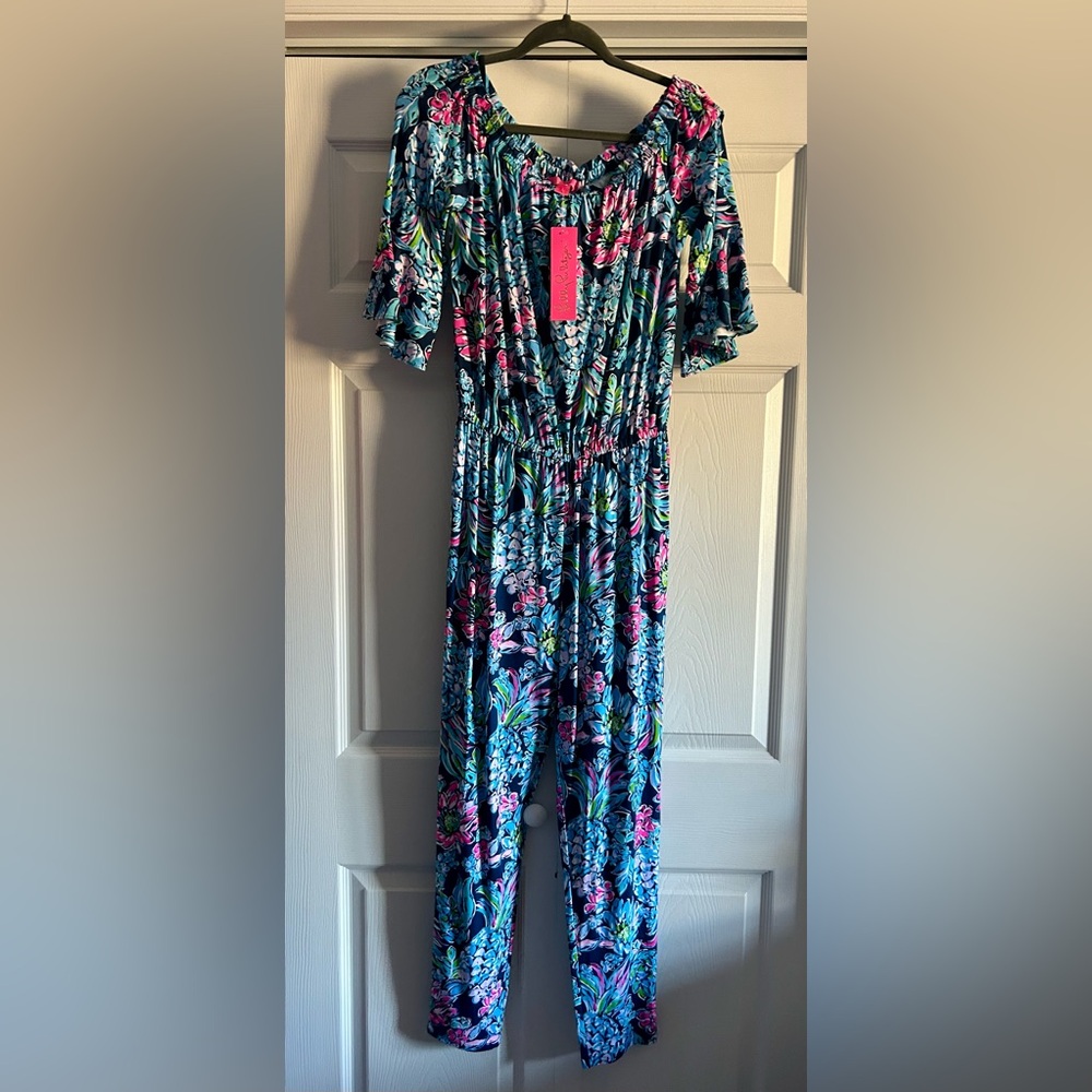 Lilly Pulitzer Floral Jumpsuit in Blue and Pink